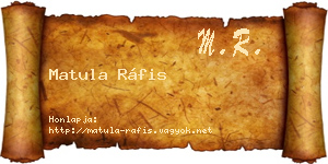Matula Ráfis névjegykártya